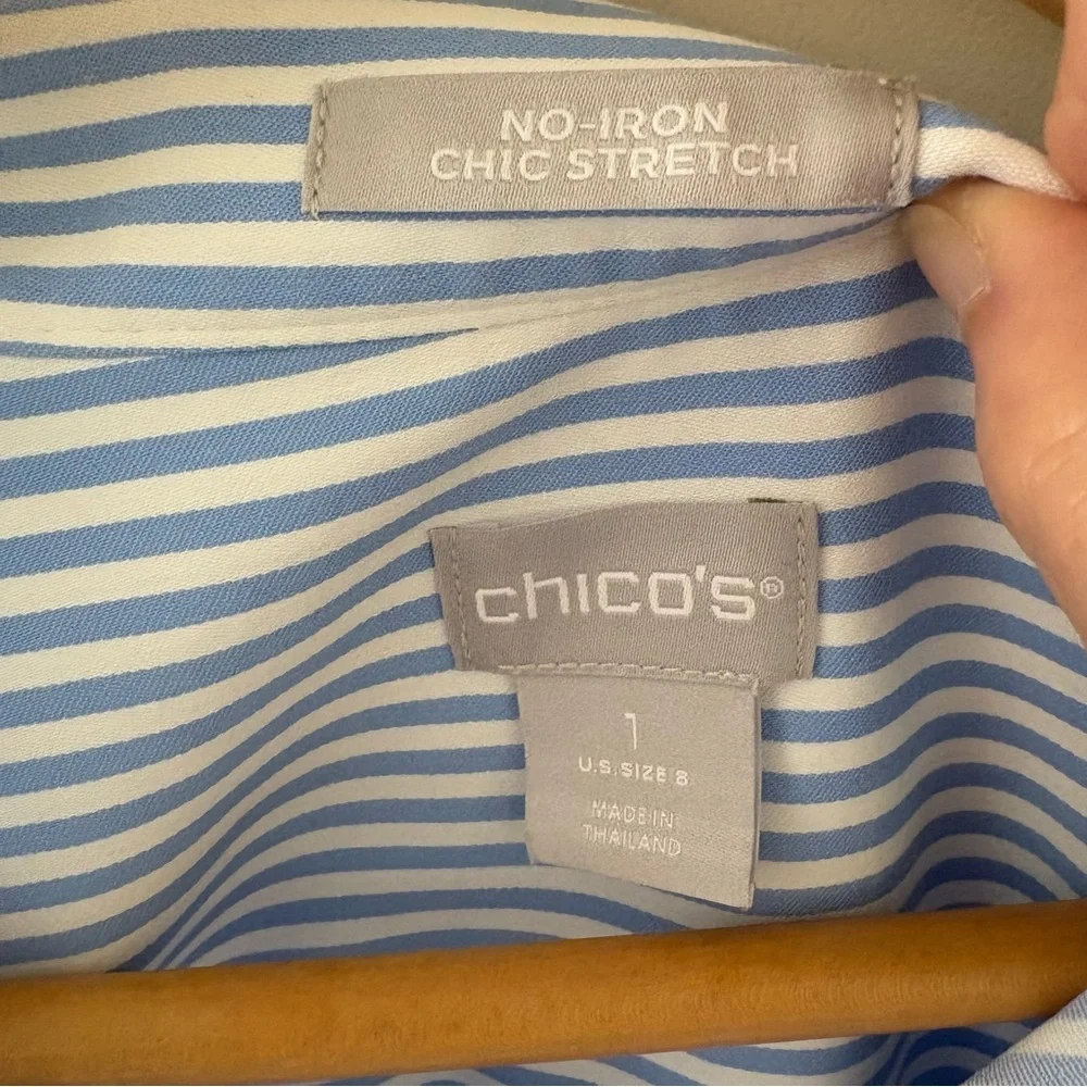 Chico’s No-Iron Chic Stretch Striped Blouse. Size 8/ Chico’s 1. - Picture 3 of 10